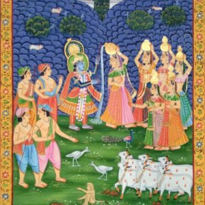 Villagers worshiping Radha Krishna